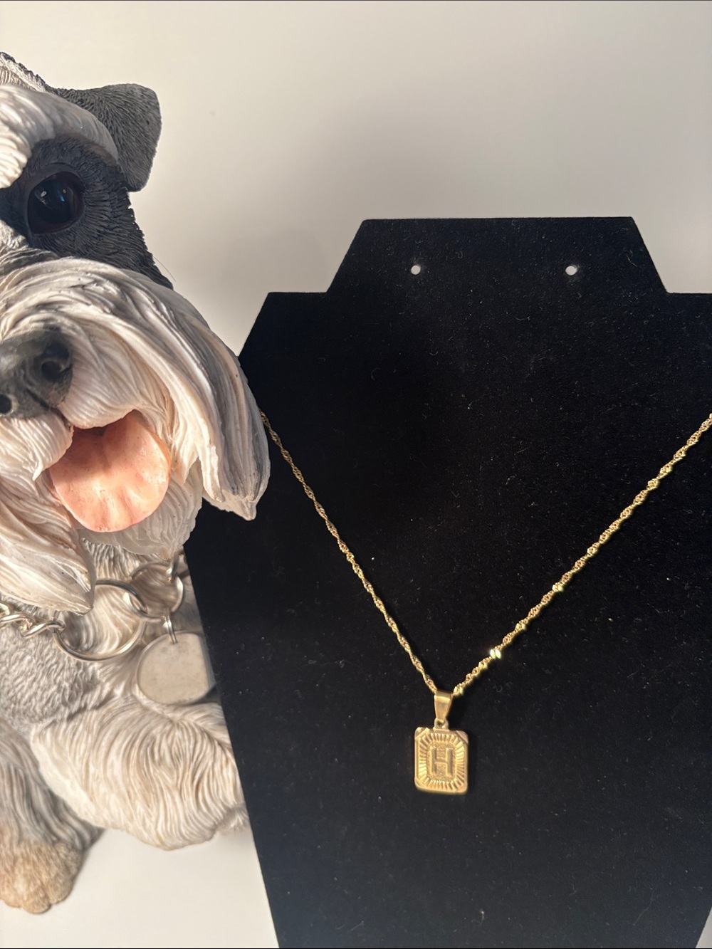 Initial H Plunder Gold-Tone Rectangular Pendant Necklace